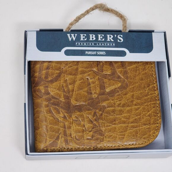 Webers Wallet Premier Leather Mens Pursuit Series Radius Bifold Deer Hunting - Picture 1 of 11